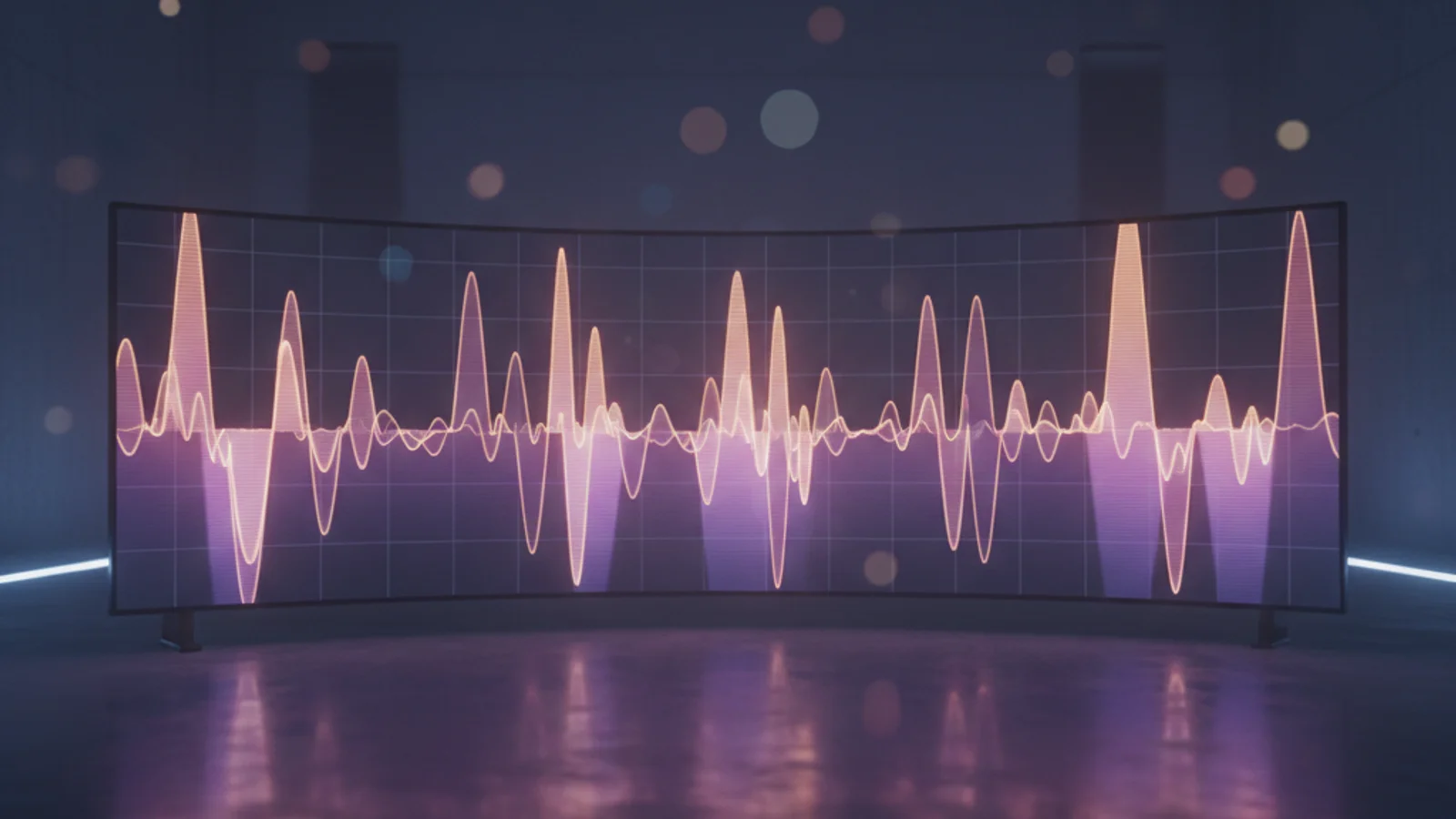 BTS SWIM Billboard — abstract music chart visualization with rising bars in purple and gold — KoreaHacks