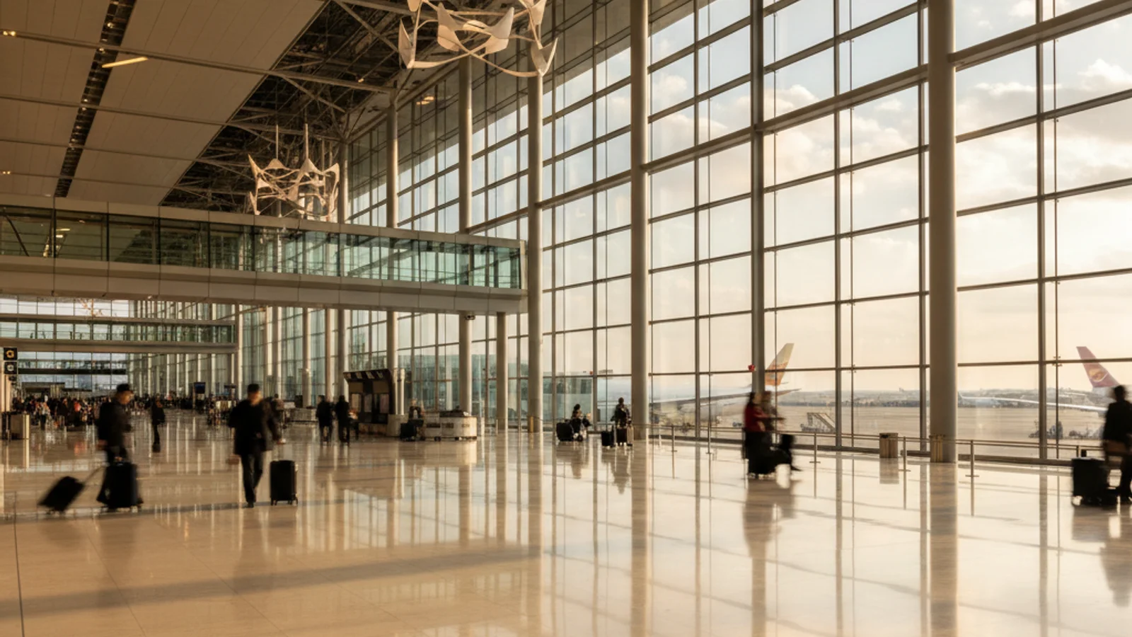 Korea tourist arrivals 2026 — a modern airport arrival hall with traveler silhouettes — KoreaHacks