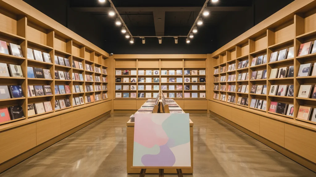 NCT WISH Ode to Love — a Korean record store with albums stacked on wooden shelves — KoreaHacks