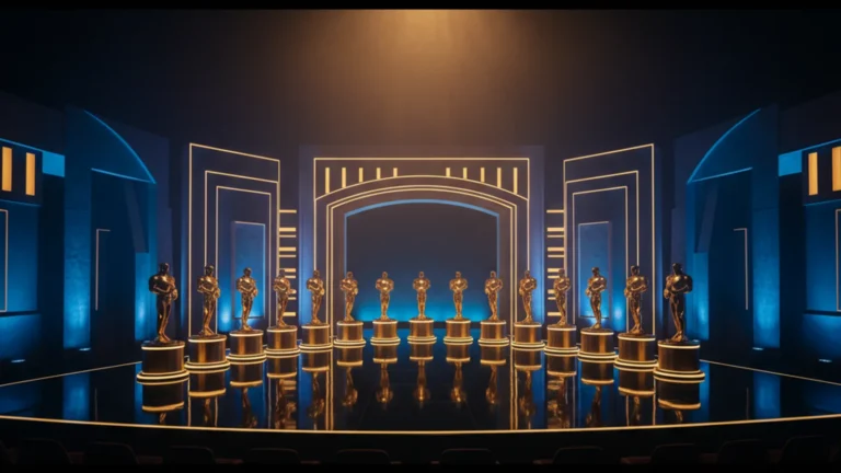 ASEA 2026 winners — elegant awards ceremony stage with golden trophies on illuminated pedestals — KoreaHacks