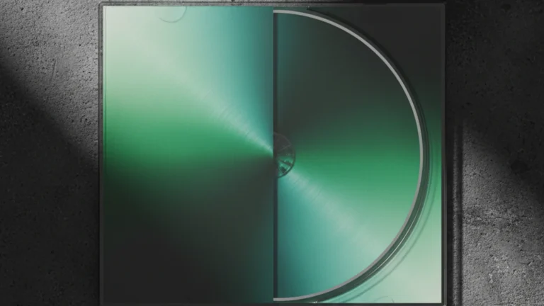 CORTIS GREENGREEN — sleek modern K-pop album cover with deep green emerald gradient — KoreaHacks