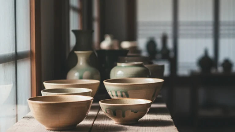 Icheon Ceramic Festival 2026 — close-up of pristine Korean celadon ceramics on a rustic wooden shelf — KoreaHacks