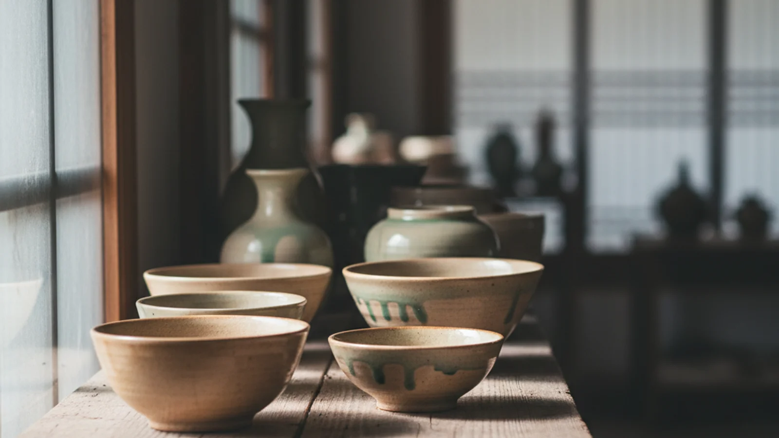 Icheon Ceramic Festival 2026 — close-up of pristine Korean celadon ceramics on a rustic wooden shelf — KoreaHacks