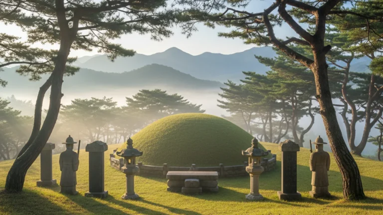 Joseon Royal Tombs free Wednesdays — UNESCO heritage tomb mound with stone guardians and pine trees — KoreaHacks