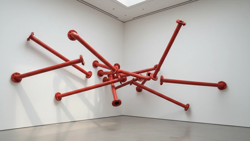Korean Pavilion Venice Biennale 2026 — abstract red industrial pipes bursting through a white gallery wall — KoreaHacks