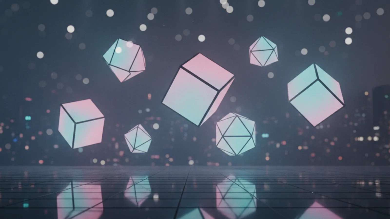 SHINee Atmos comeback — empty modern concert stage with pink and turquoise gradient lighting — KoreaHacks