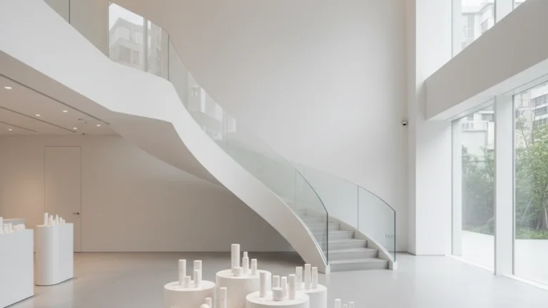 Yepoda Seongsu flagship — minimalist two-story K-beauty store interior with exhibition-style product displays — KoreaHacks