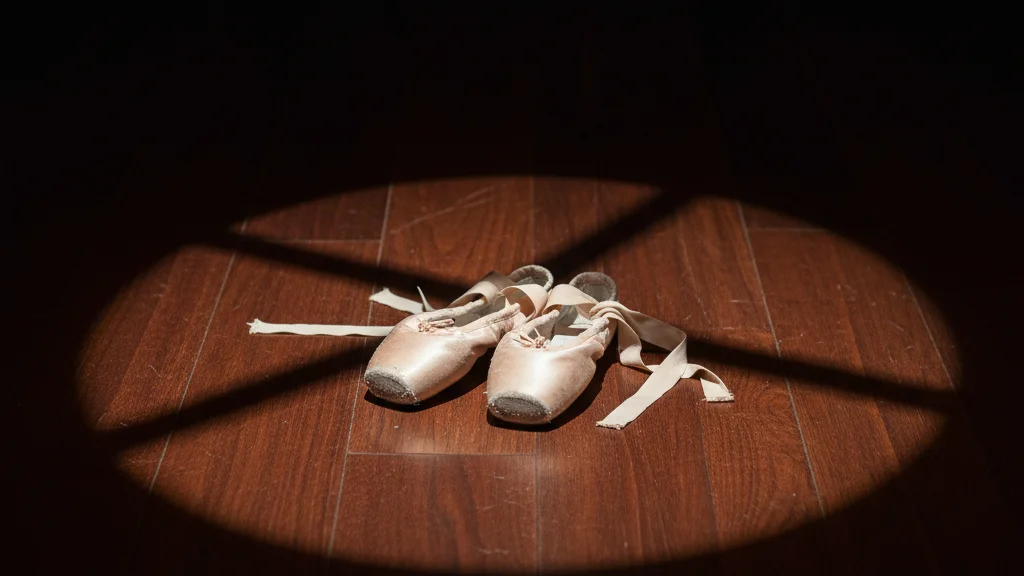 Pink ballet pointe shoes in a pool of spotlight on a dark stage floor &mdash; KoreaHacks