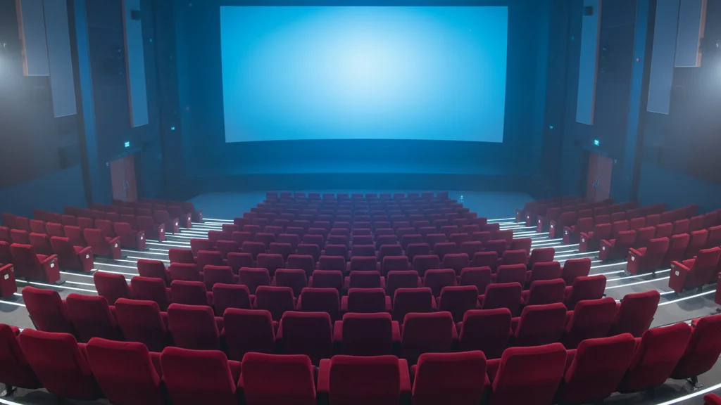 Empty movie theater with glowing screen evoking the Supergirl film soundtrack moment &mdash; KoreaHacks