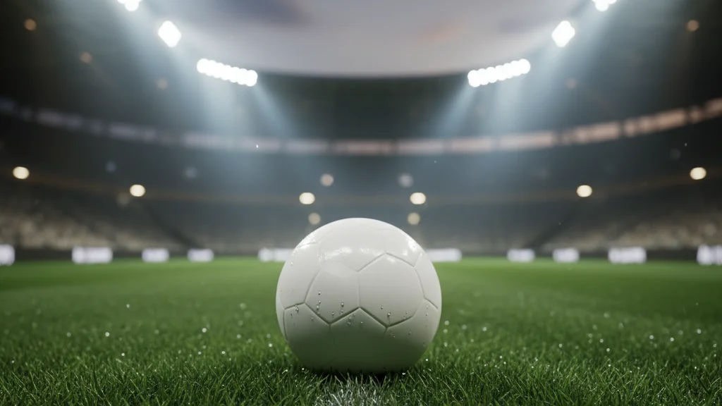 A soccer ball on stadium grass under floodlights evoking the World Cup cheer anthem &mdash; KoreaHacks
